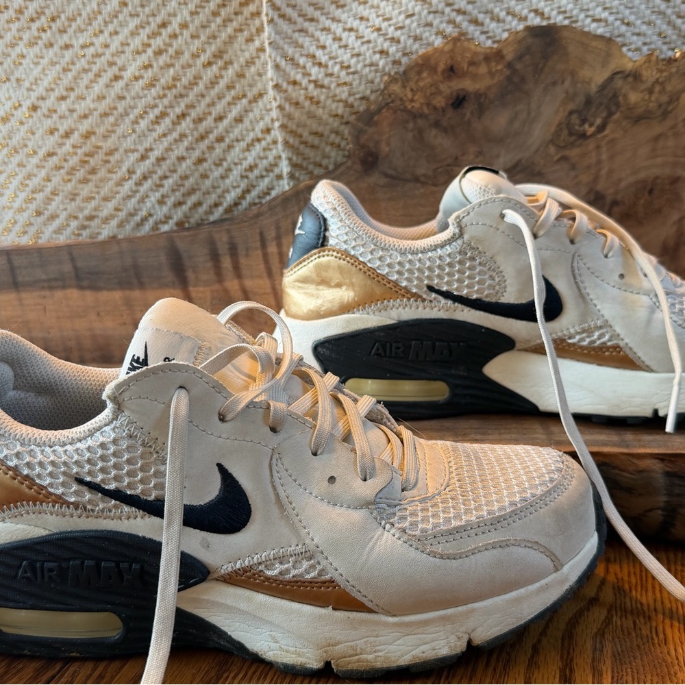 Nike Air Max Sneakers in White, Gold & Black